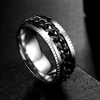 Anxiety Fidget Rings for Men Spining Titanium Stainless Steel Colorfully Spinner Rotatable Chain Jewelry Rotating Rings Men Gift